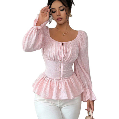 Damen Bluse Rüschendetails Tailliert Norvielle