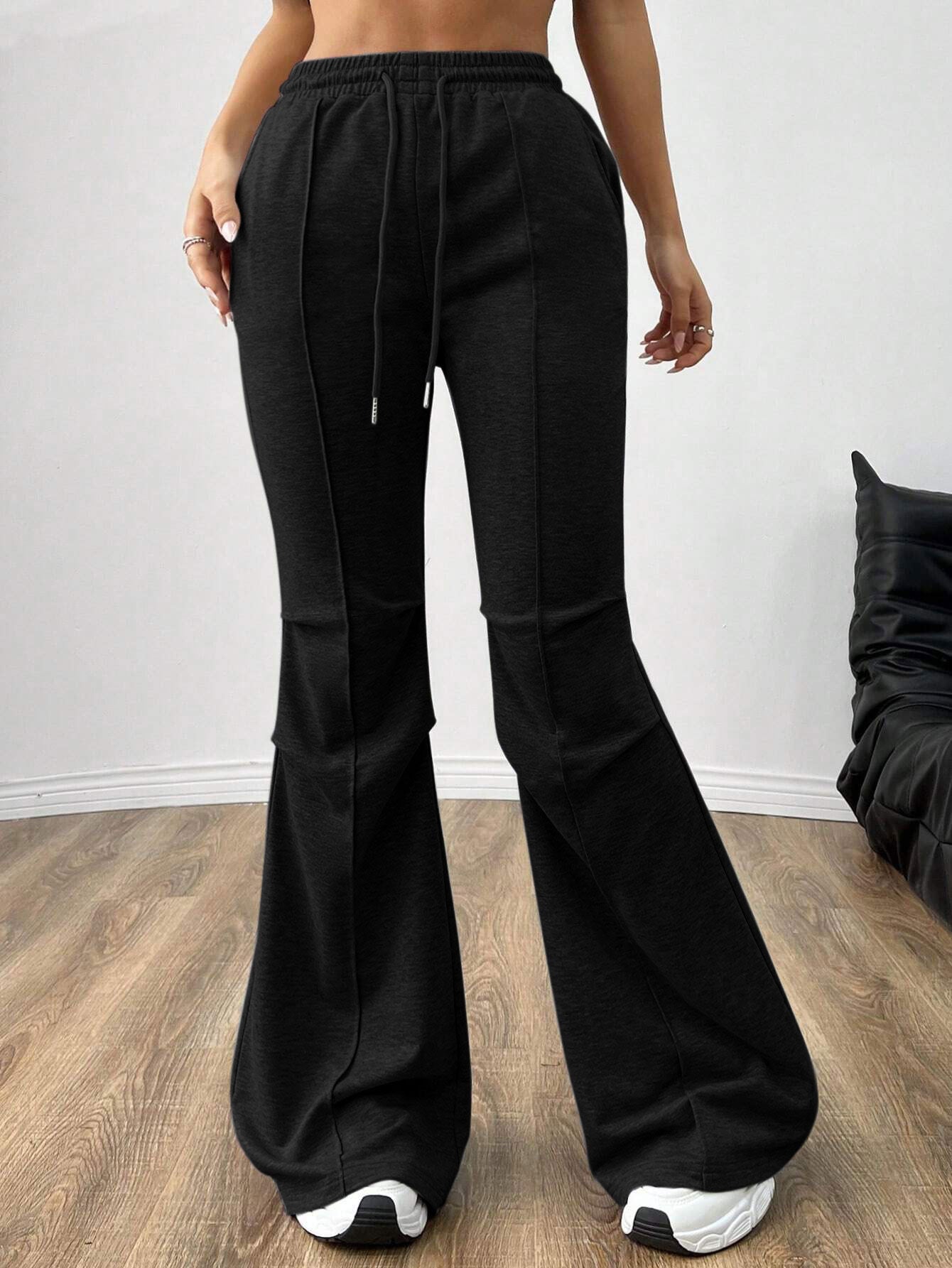 Damen Jogginghose Elastischer Bund Ausgestellt Bein