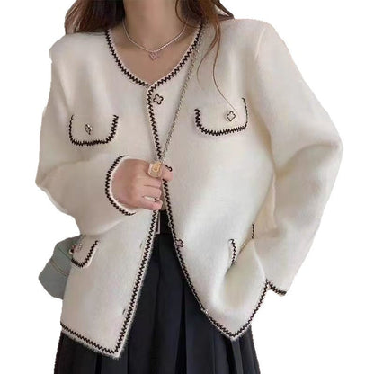 Damen Strickjacke Kontraststich Norvielle