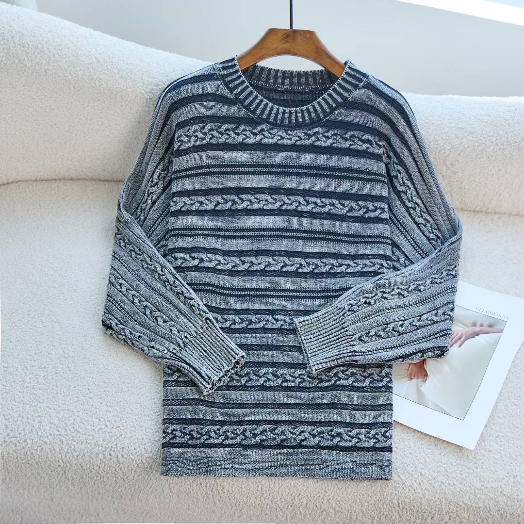 Damen Strickpullover Strukturiertes Zopf-Design Moderner Schnitt