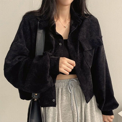 Damen Cordjacke Voluminöse Ärmel Norvielle