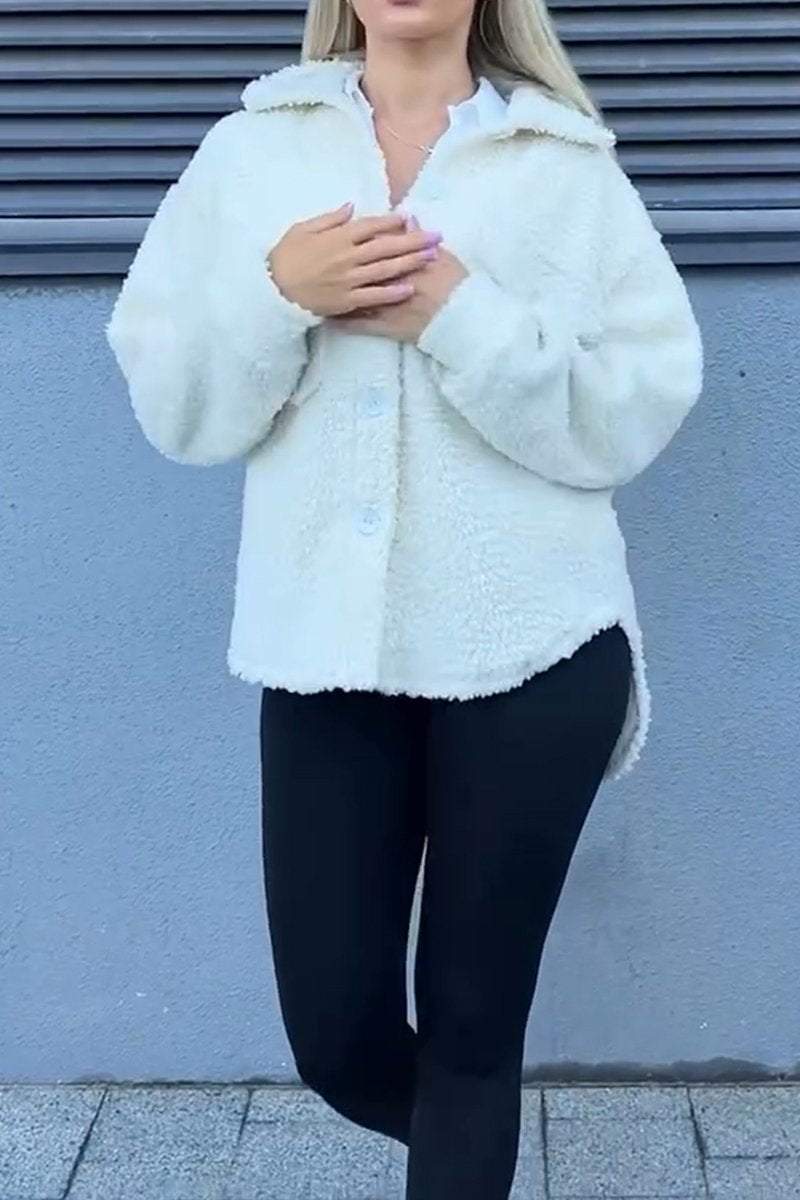Damen Fleecejacke Lässig Mit Taschen Knopf Norvielle