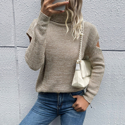 Damen Strickoberteil Offen Ärmel Grobstruktur Beige - Norvielle
