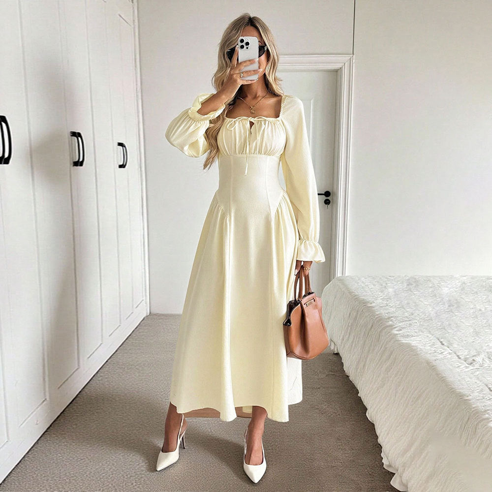 Damen Maxikleid Elegantes Design Puffärmel Norvielle