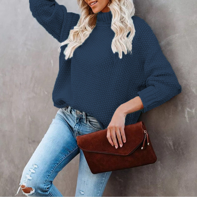 Damen Grobstrickpullover Rollkragen Lässig Norvielle