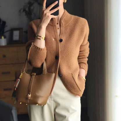 Damen Strickblazer mit Taschen und Knopfverschluss Norvielle