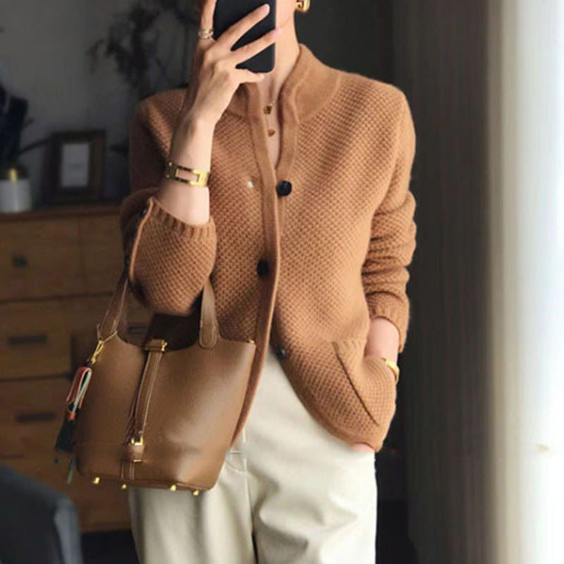 Damen Strickjacke Strukturiertes Muster Praktische Taschen Norvielle