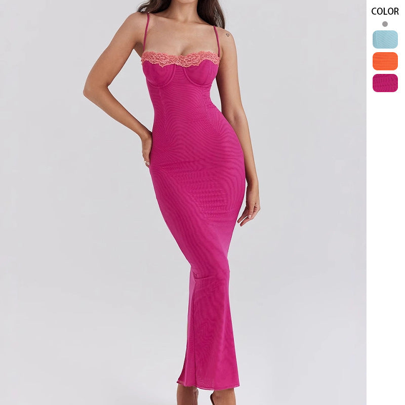 Damen Maxikleid Herzförmiger Ausschnitt Transparent Norvielle - Norvielle
