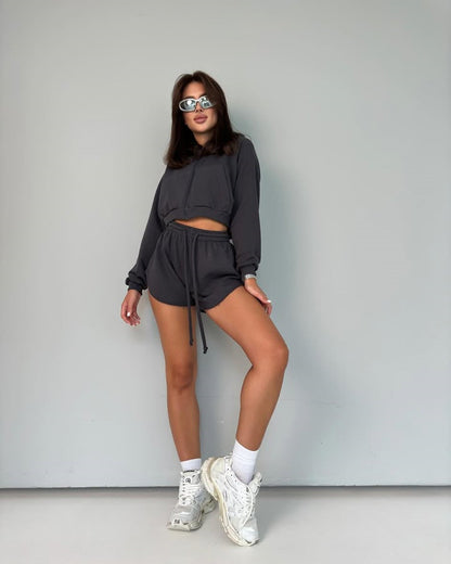 Damen Hoodie-Set Reißverschluss Elastischer Bund Norvielle