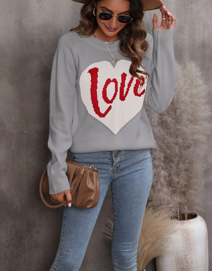 Damen Strickpullover Herz-Design