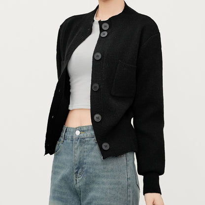 Damen Strickcardigan mit Knöpfen und Tasche