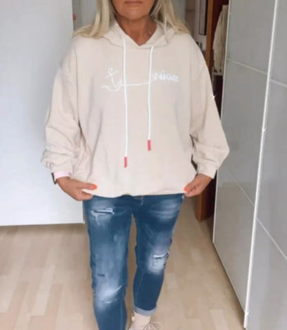 Damen Kapuzenpullover Moderner Schriftaufdruck Baumwolle