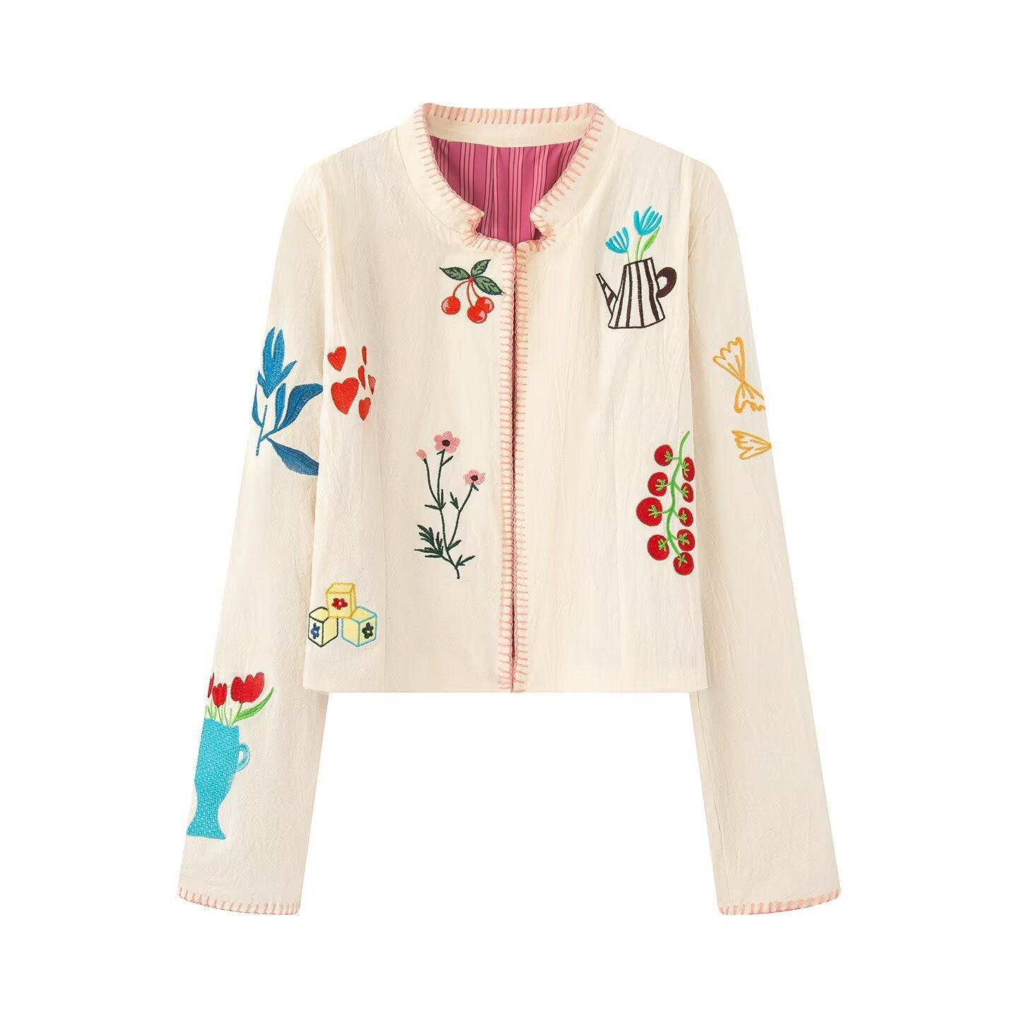 Damen Kurzjacke Gestickt Floralmuster Norvielle - Norvielle