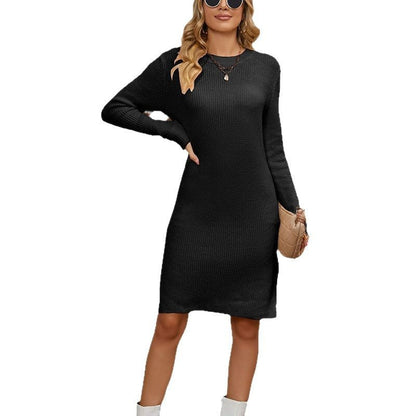 Damen Strickkleid Rippdesign Lässiger Schnitt Norvielle