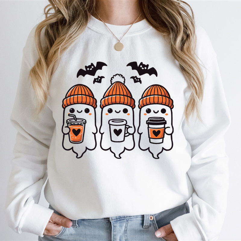 Damen Sweatshirt Gespenster-Design Gemütlich Grün