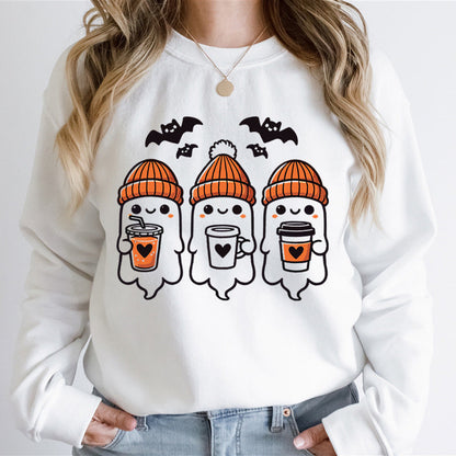 Damen Sweatshirt Gespenster-Design Gemütlich Grün