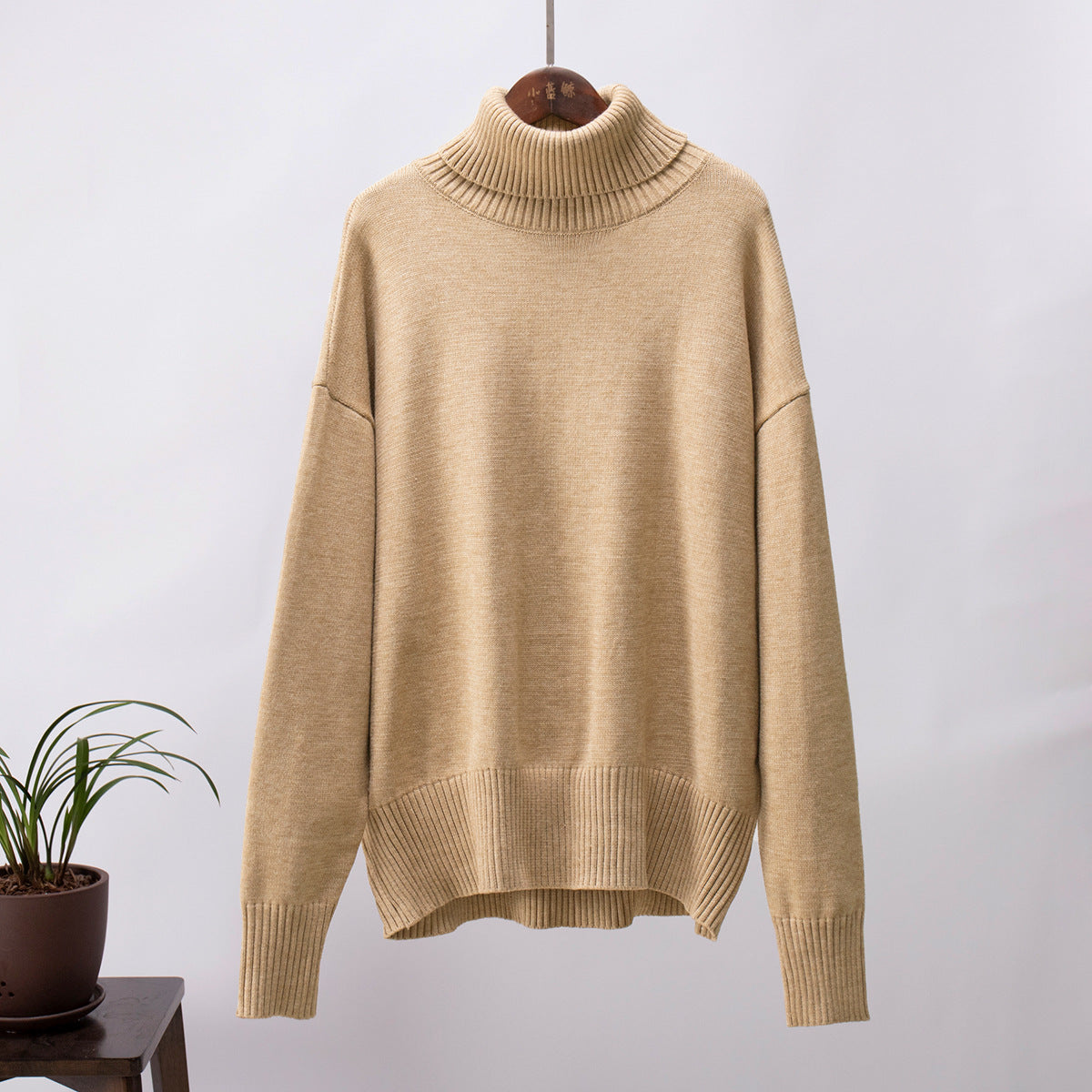 Damen Strickpullover Lässig Warm Gerippter Saum