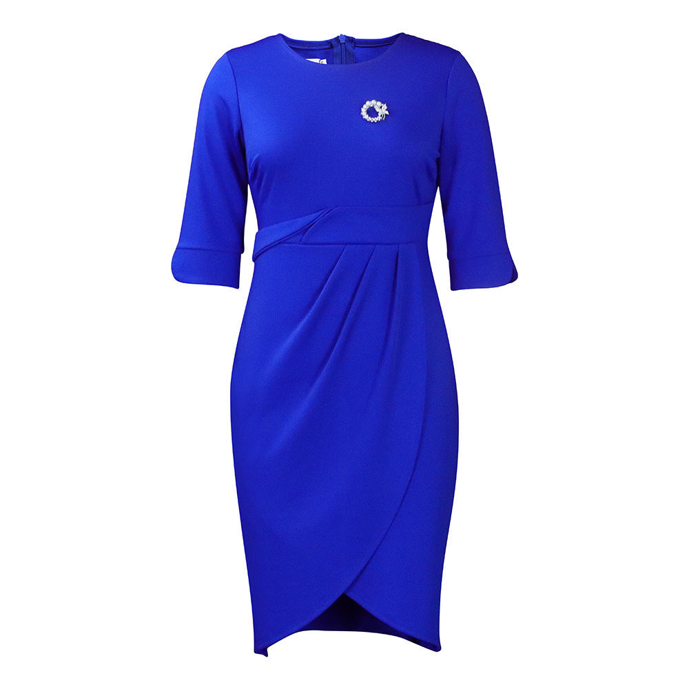 Damen Wickelkleid Elegante Drapierung Broschenakzent Norvielle