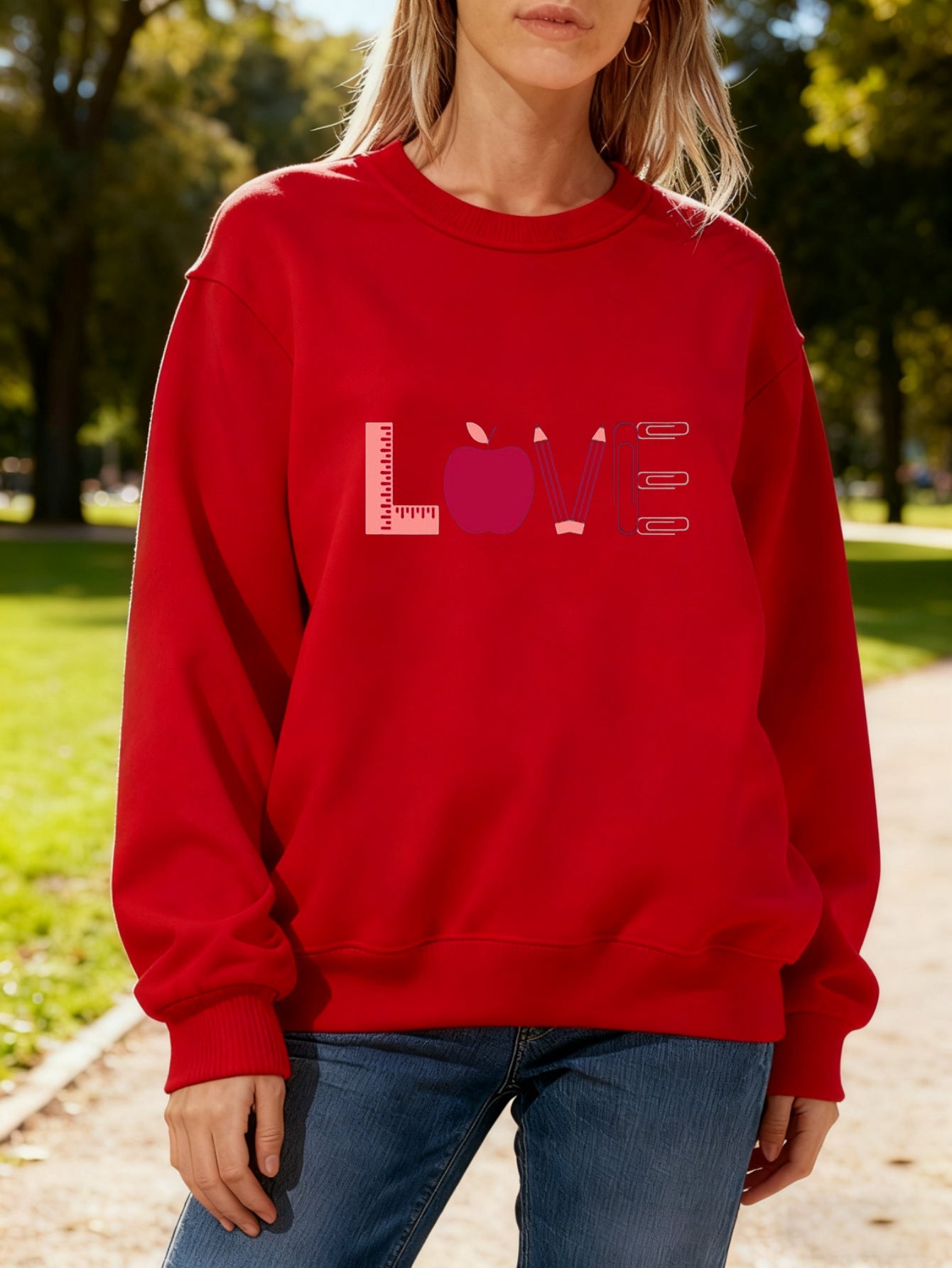 Damen Sweatshirt Kreatives Love-Motiv Norvielle