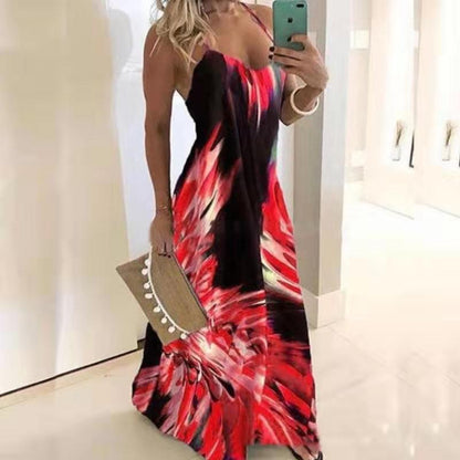 Damen Maxikleid Spaghetti-Träger Moderner Farbverlauf