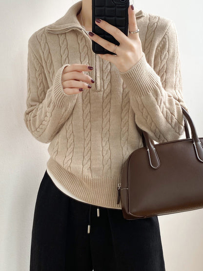Damen Strickpullover Zopfdesign Stehkragen Norvielle