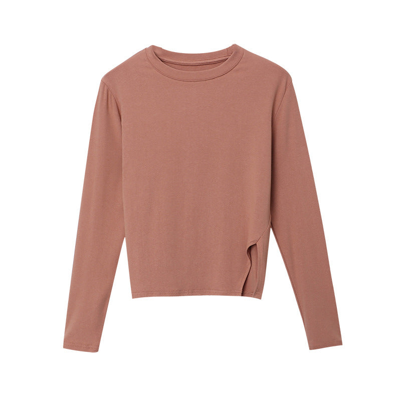Damen Langarm-T-Shirt Rippstruktur Modischer Ausschnitt Norvielle