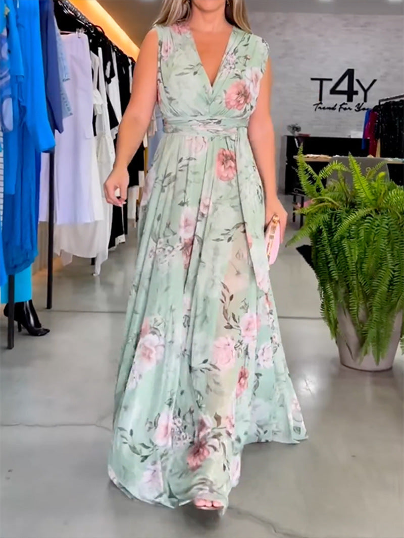 Damen Maxikleid Fließend Rüschen Elegant