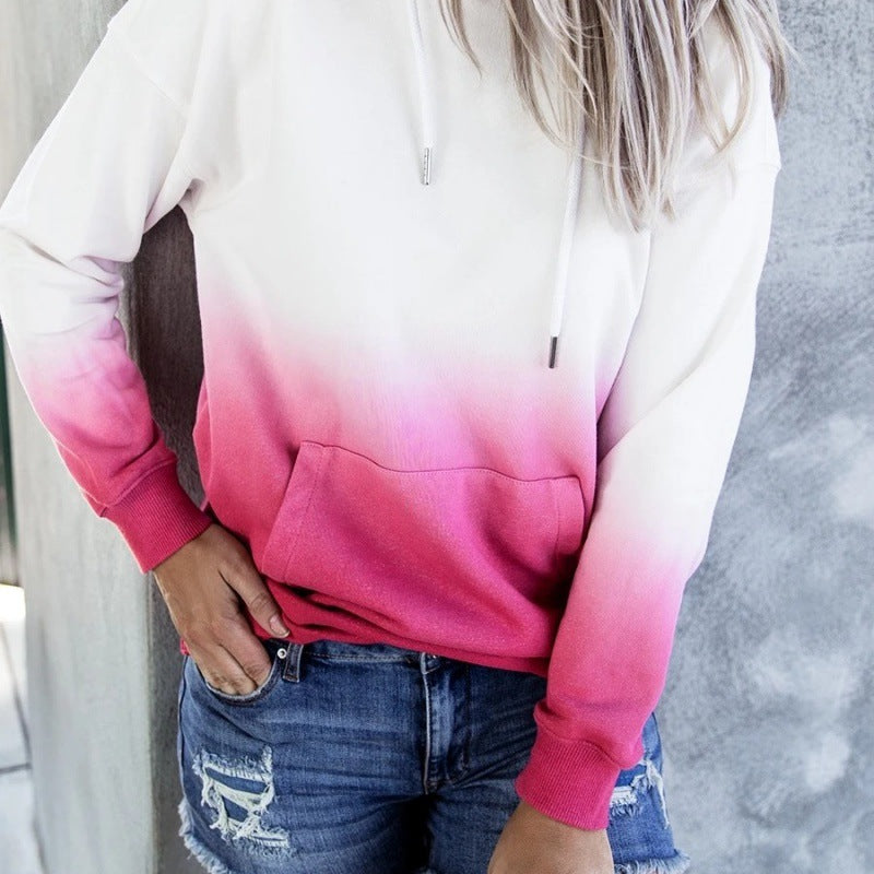 Damen Kapuzenpullover Moderner Farbverlauf Kängurutaschen