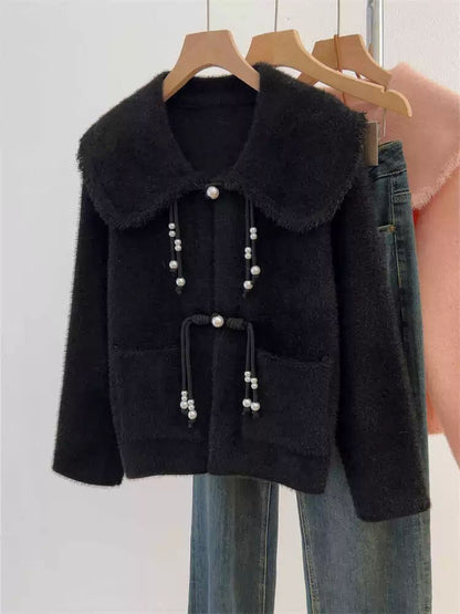 Damen Strickjacke Perlendetails Norvielle