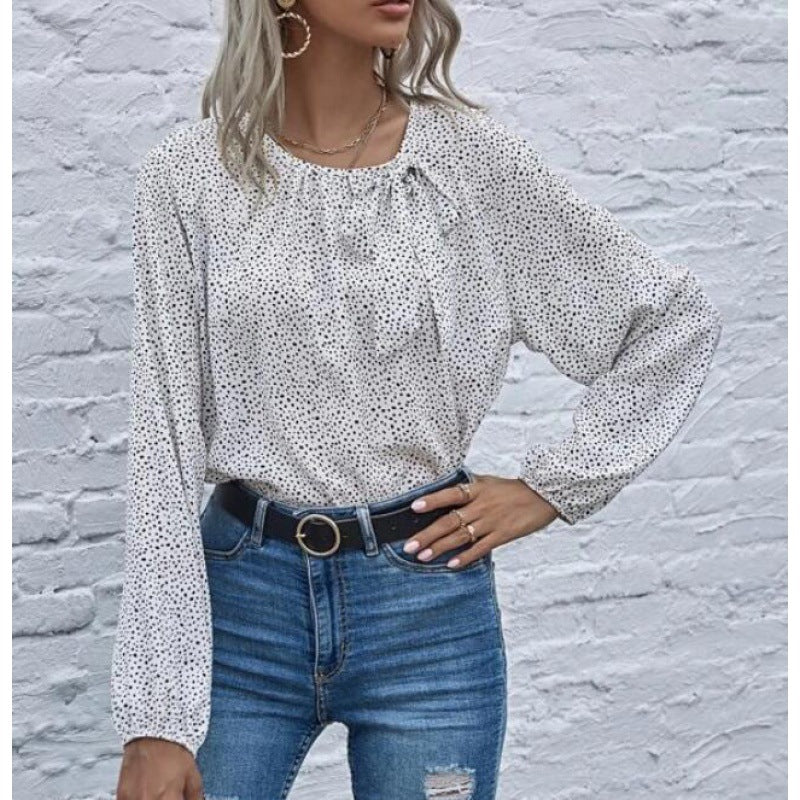 Damen Bluse Rüschendetail Allover-Muster Norvielle