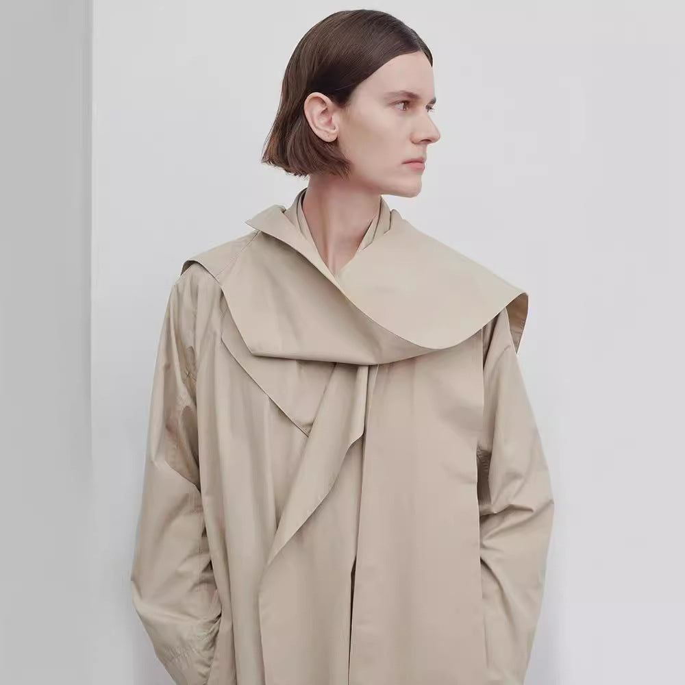 Damen Oversize Trenchcoat Lang Breiter Kragen Norvielle