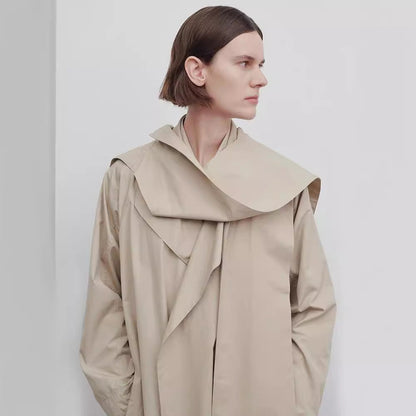 Damen Oversize Trenchcoat Lang Breiter Kragen Norvielle