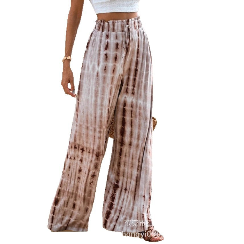Damen Sommerhose Weit Batikmuster Elastischer Bund Norvielle