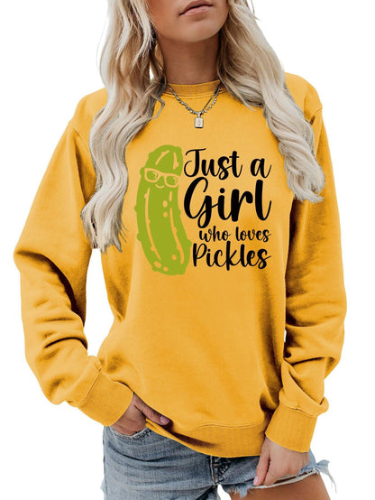 Damen Sweatshirt Gurkenmotiv Lässig Grün Norvielle