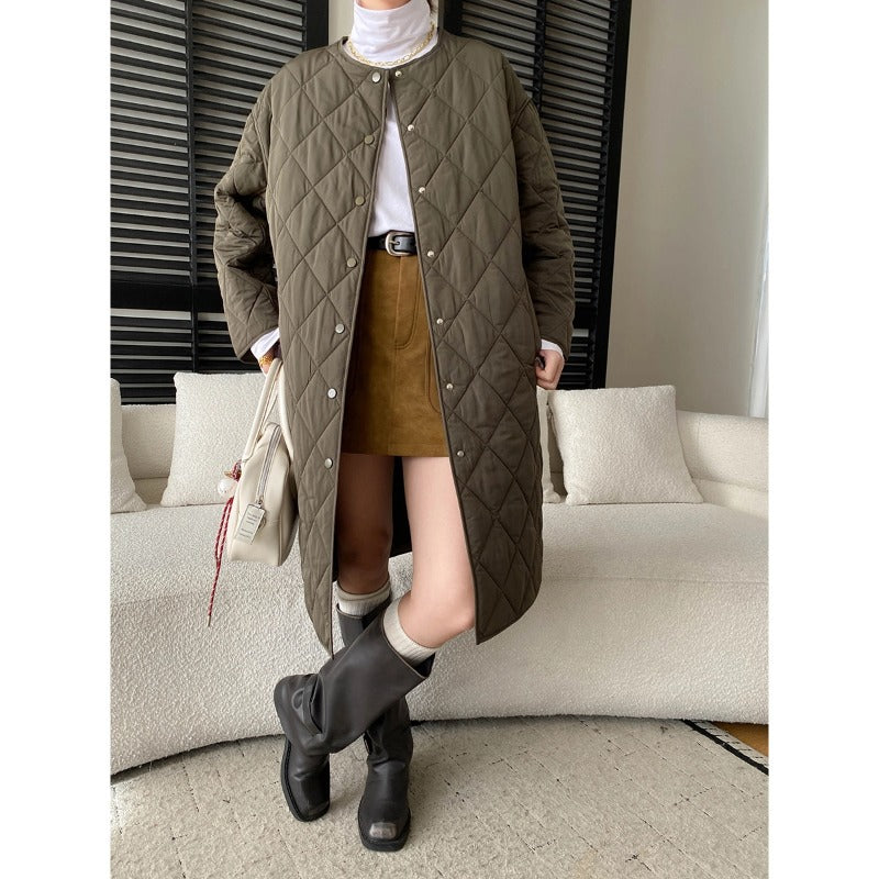 Damen Winterjacke Gesteppt Mit Druckknöpfen Norvielle