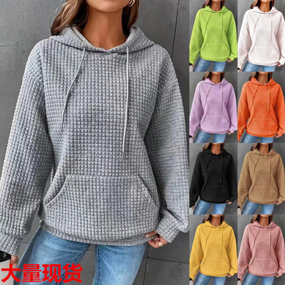 Damen Waffelpullover mit Kapuze und Kängurutasche Norvielle - Norvielle