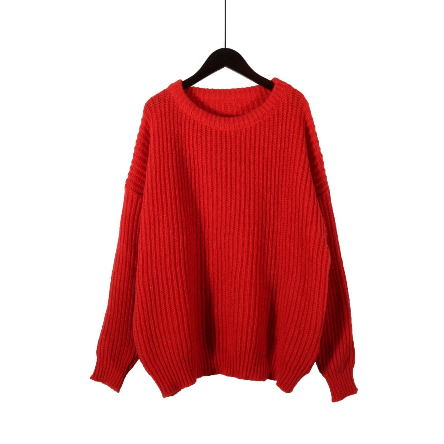 Damen Grobstrickpullover Oversized Lässige Ärmel