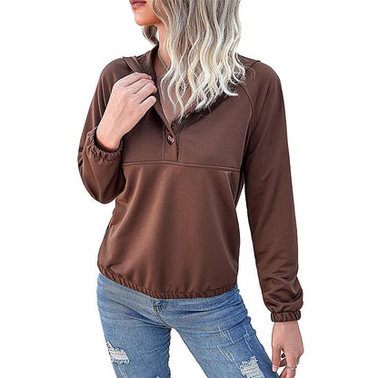Damen Pullover Kapuze Knopfleiste Norvielle