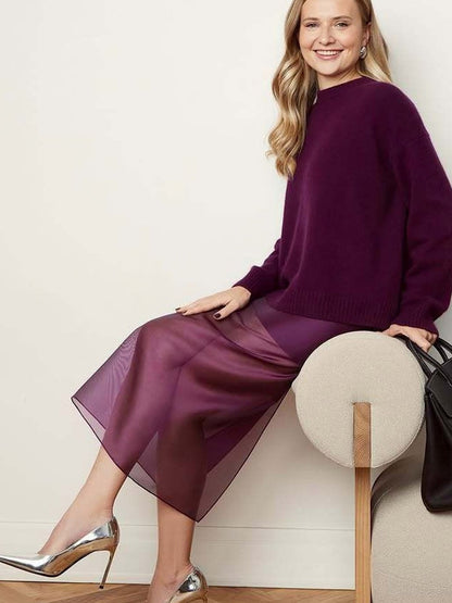 Damen Chiffon-Rock Lang Elegante Silhouette Mit Seitlichem Schlitz