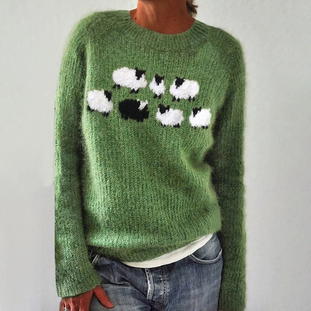 Damen Pullover Weiches Schaf-Motiv Norvielle