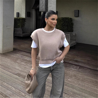 Damen Oversized Sweatshirt Breite Ärmel Hoch Bund Norvielle