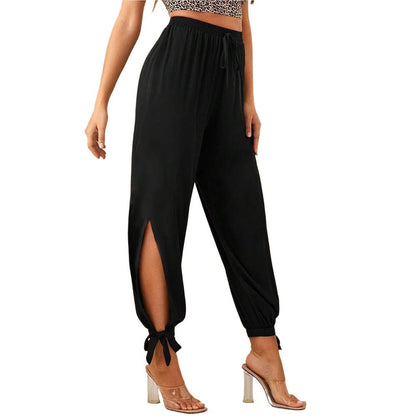 Damenhose Elegante Mit Seitenschlitzen Kordelzug Norvielle