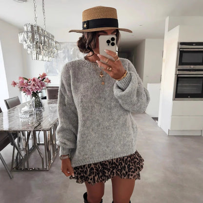 Damen Strickpullover Oversized Voluminöse Ärmel Beige - Norvielle