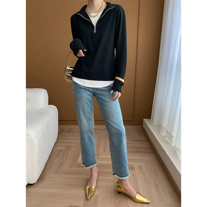 Damen Halblangarm Pullover Norvielle Moderner Schnitt