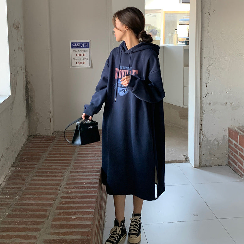 Damen Hoodie-Kleid Lässiger Schnitt Grafikdruck