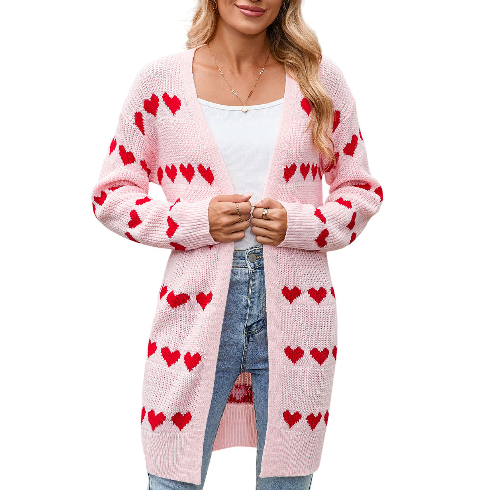 Damen Strickjacke Herz-Muster Norvielle