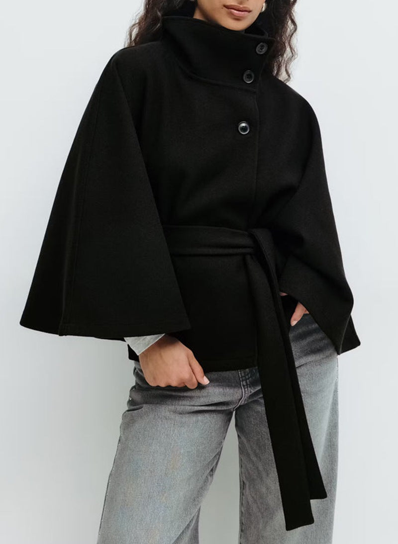 Damen Wendejacke Warm Hochkragen Bindegürtel Norvielle