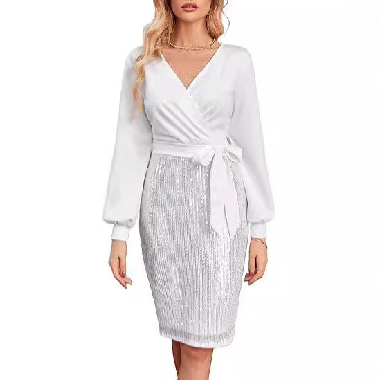 Damen Wickelkleid Glitzerrock Norvielle