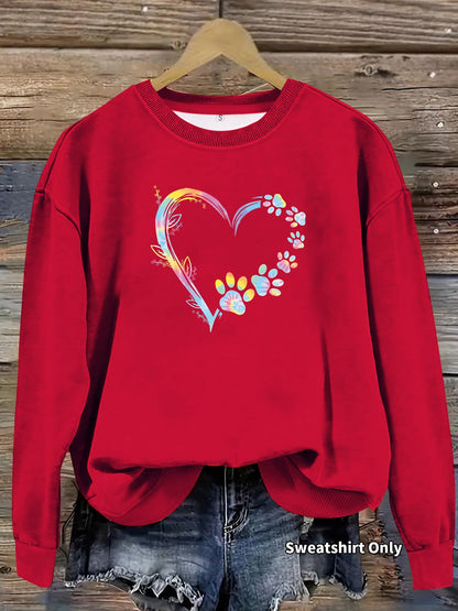 Damen Sweatshirt Florales Herzdesign Baumwolle Bequem