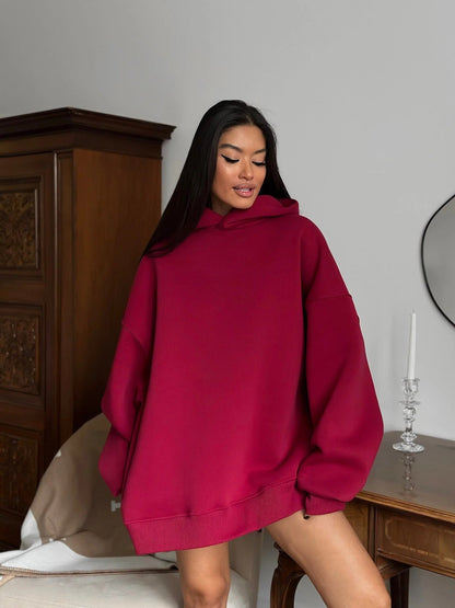 Damen Oversized Kapuzenpullover Lässig Taschen Trendig Norvielle